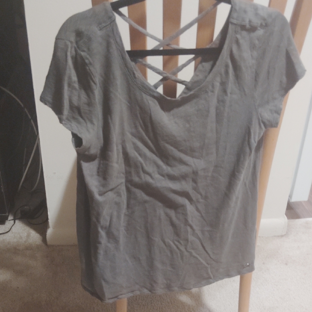 Calvin Klein Charcoal Short Sleeve Tee with Crisscross Back